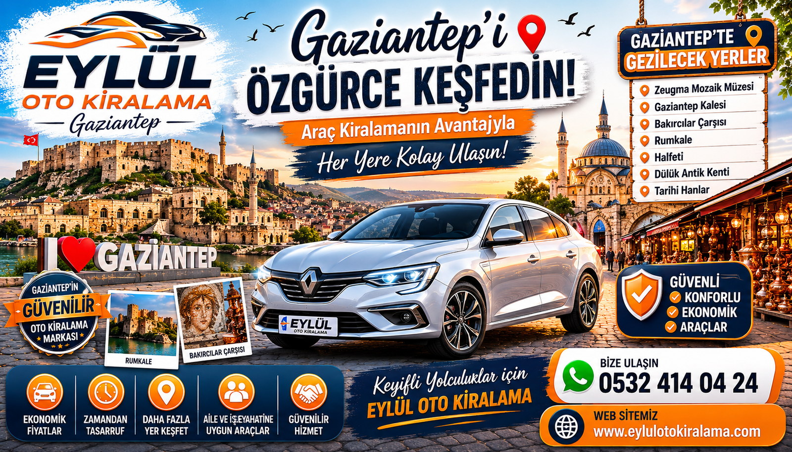 Gaziantep te Gezilecek Yerler ve Araç Kiralamanın Avantajları